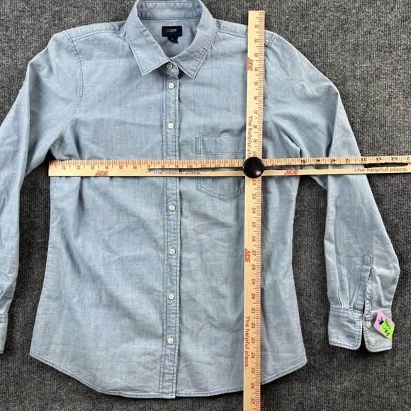 J.Crew Small Womens Top Button Down Chambray Long Sleeve Blouse - Picture 5 of 12